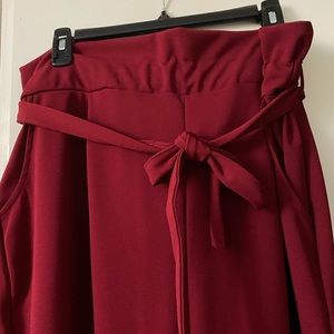 Boohoo Paper Bag Pants Wine Red 🔥